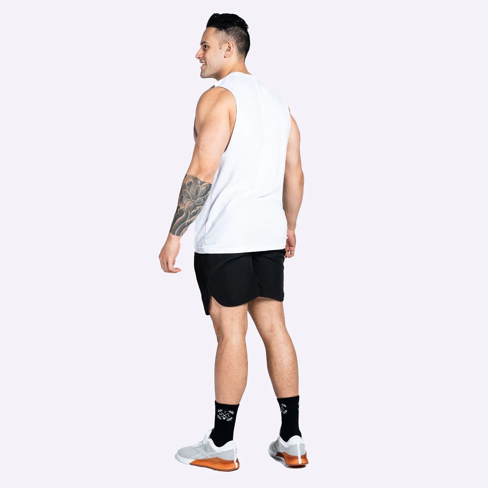 The WOD Life - Men's Classics Gunship Muscle Tank - White/Black