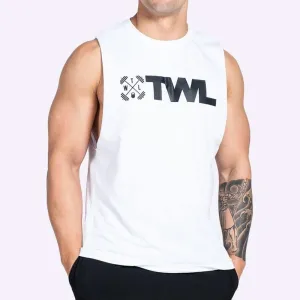 The WOD Life - Men's Classics Gunship Muscle Tank - White/Black