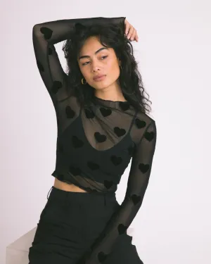TILTIL Lovi Mesh Top Heart Black
