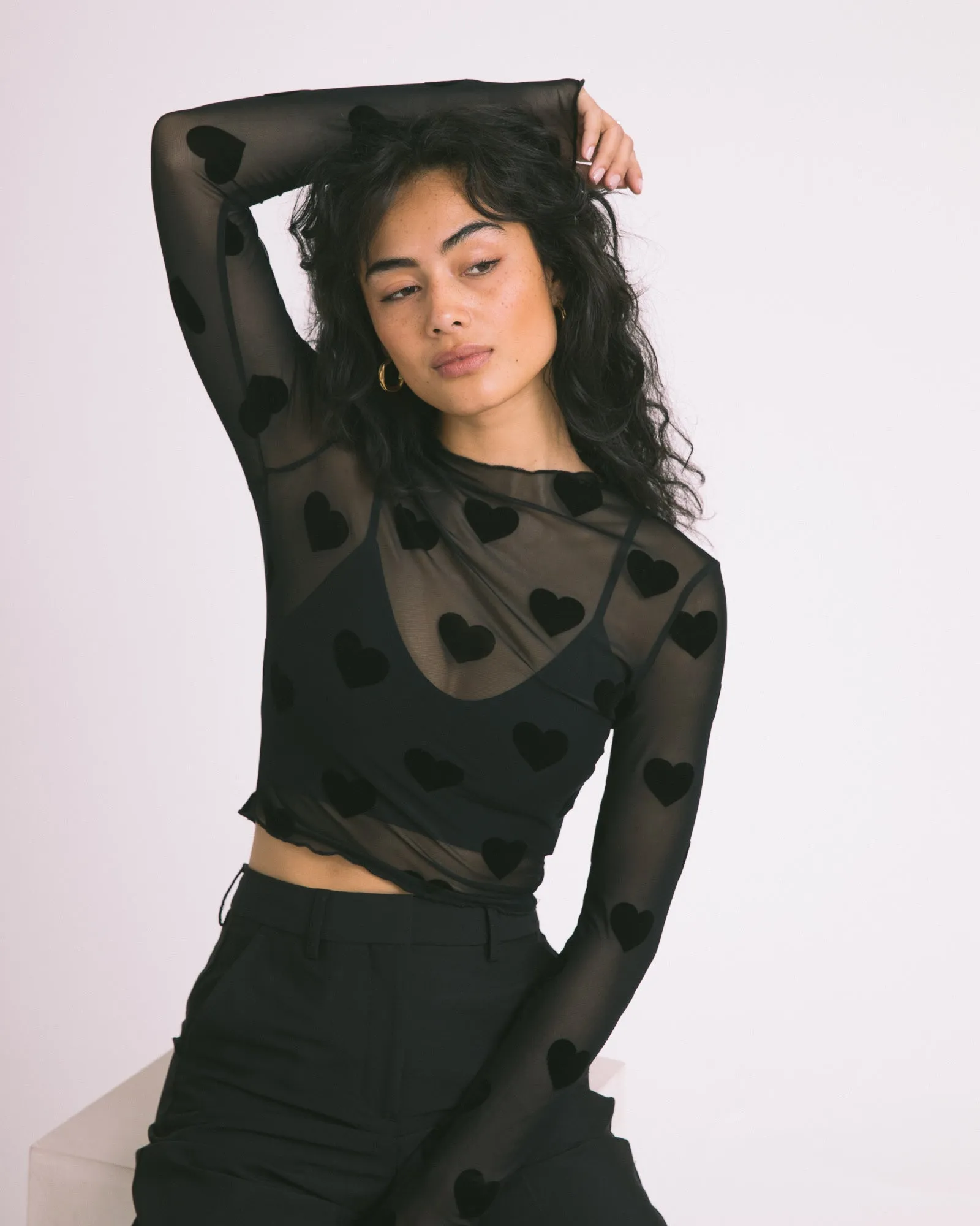 TILTIL Lovi Mesh Top Heart Black