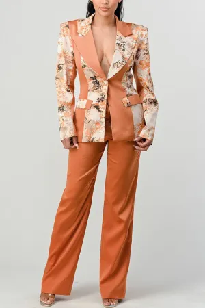 TRANSITION PRINT BLAZER AND PANT SUIT