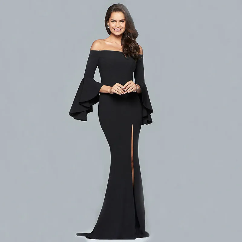 Valerie Flare Sleeves Off Shoulder Evening Dress
