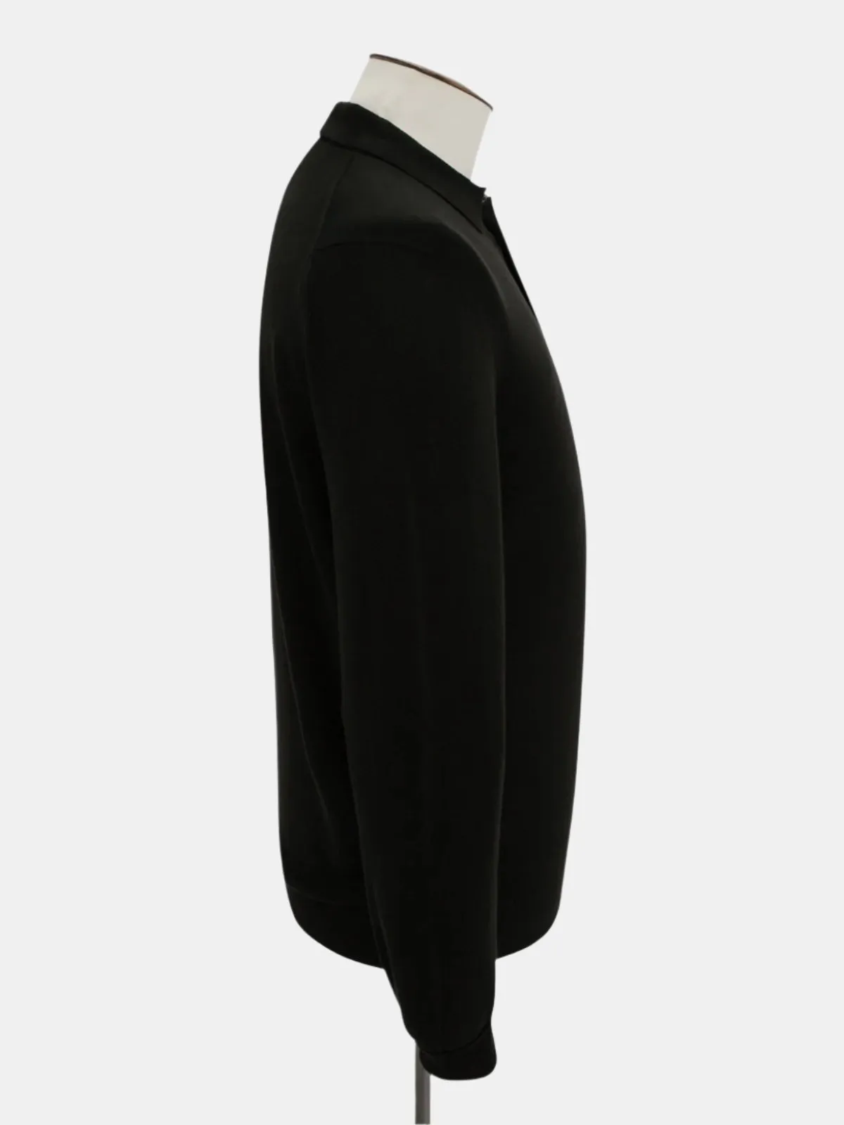 Vico Ribbed Long Sleeve Polo Cotton Black