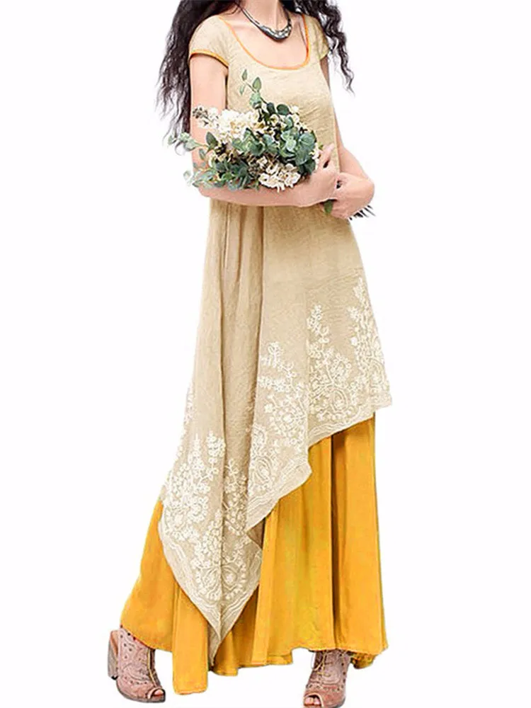 Vintage Embroidered Sleeveless Dresses