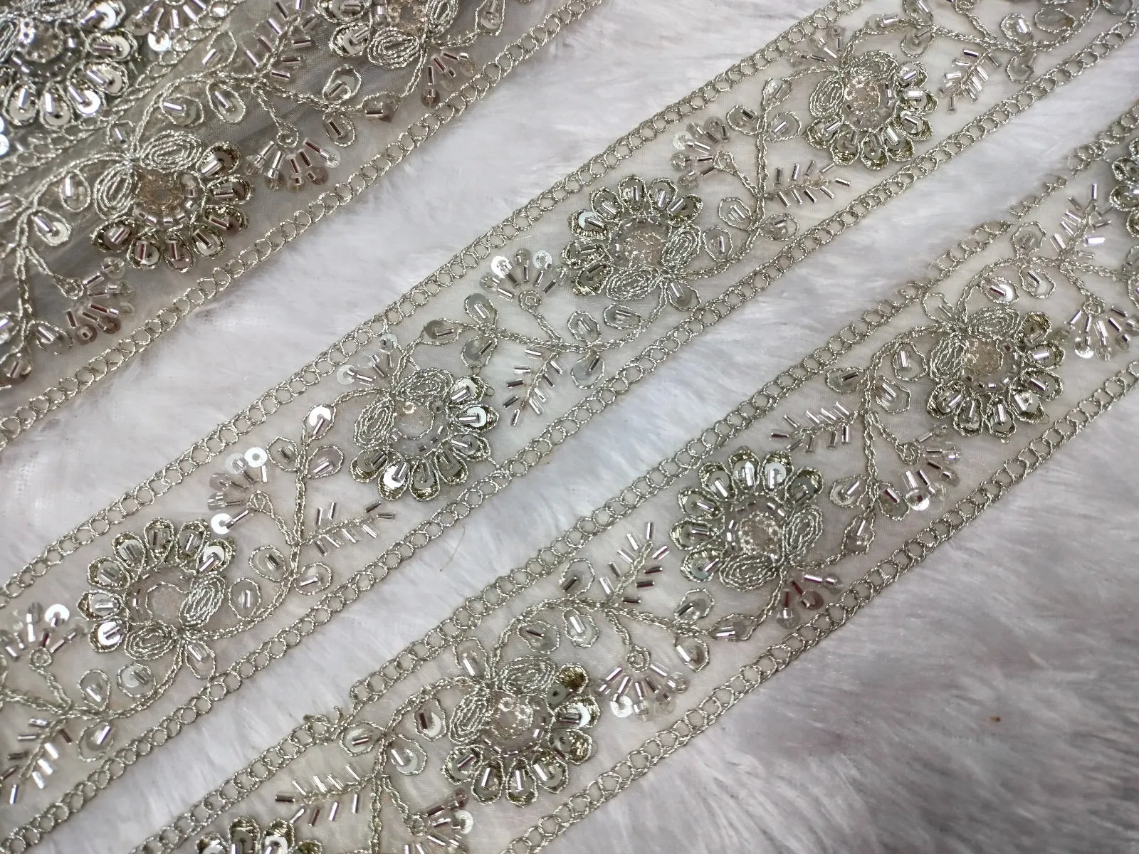 Water Gold Embellished Sequin and Cutdana Trim