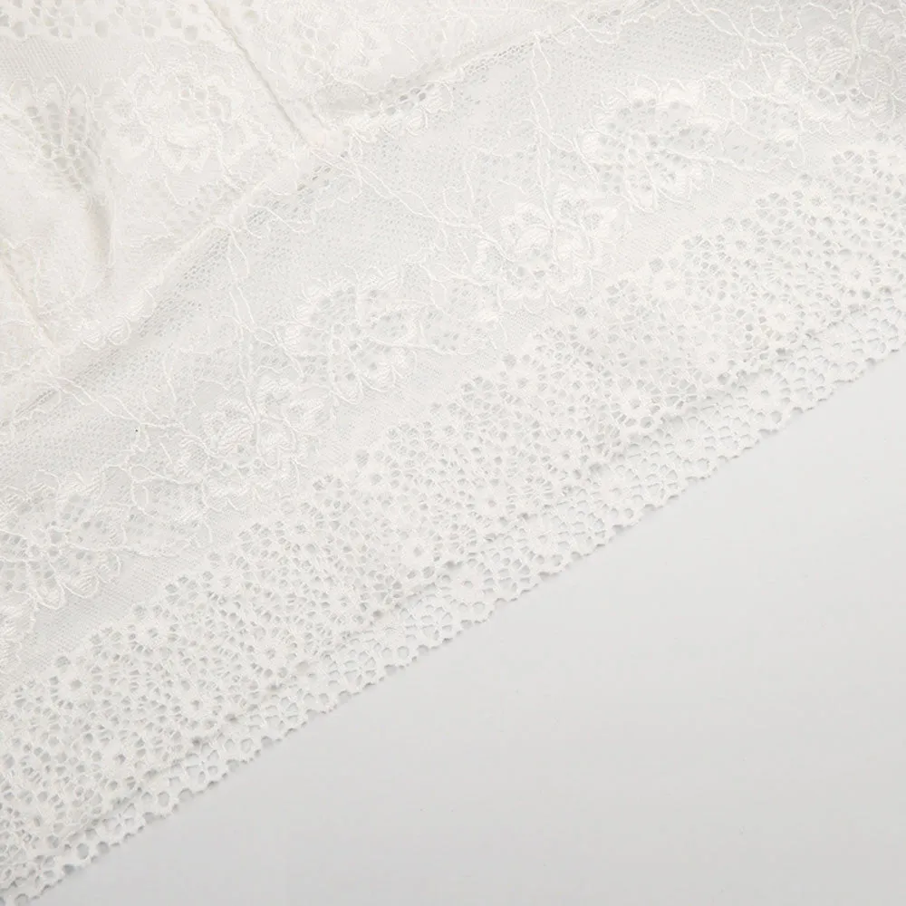 White Strappy Front Lace Hem Bralette Top