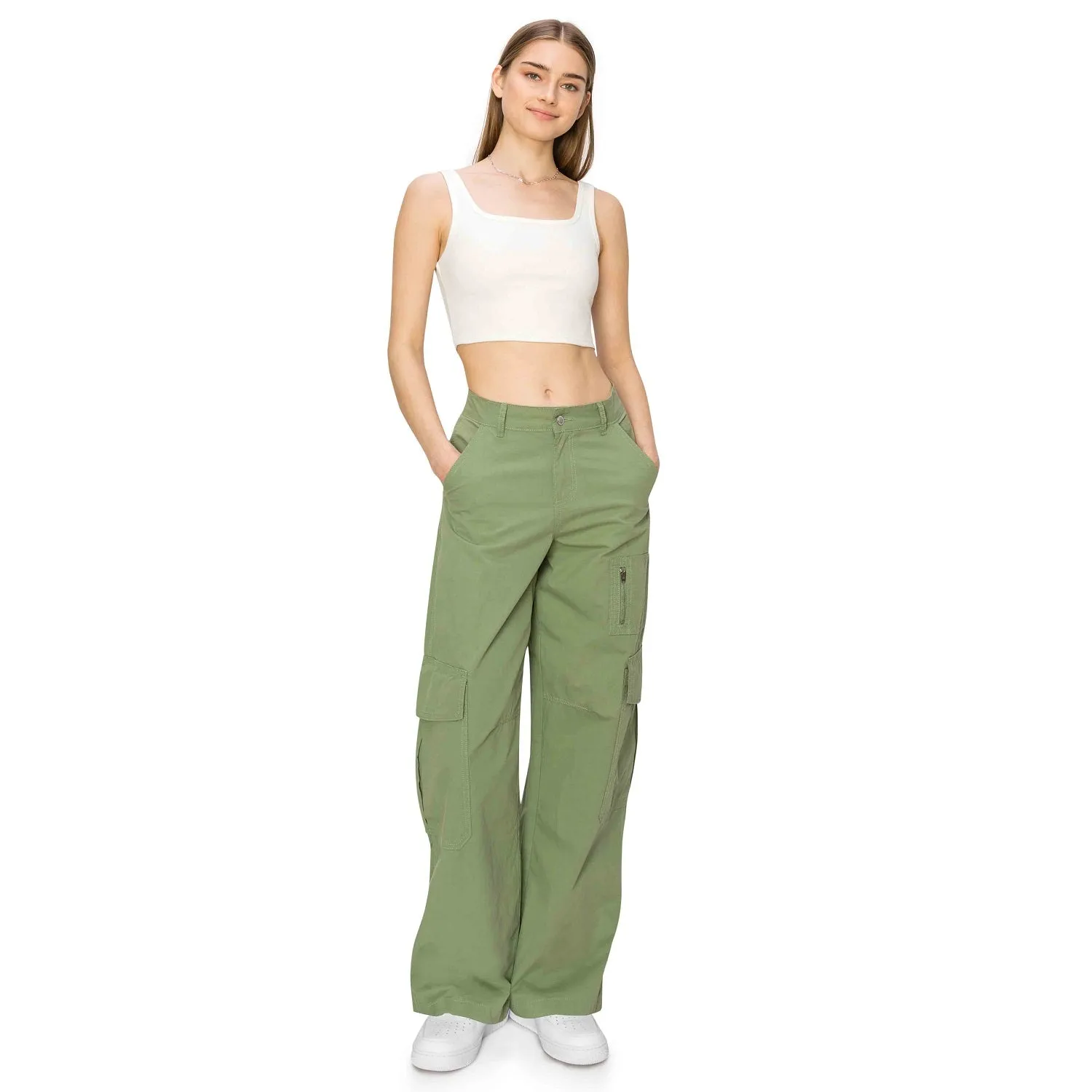Wide Leg Cargo Pants - Olive