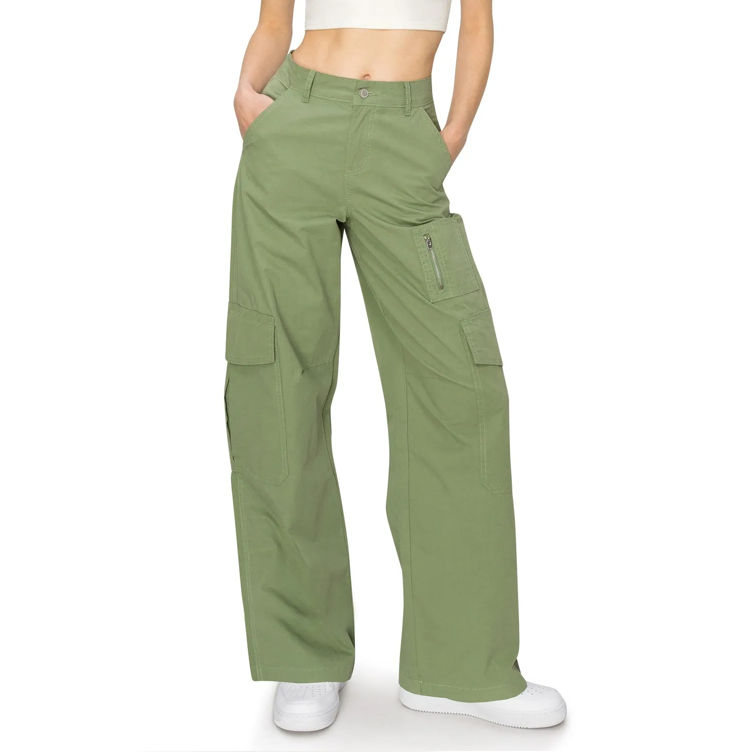 Wide Leg Cargo Pants - Olive