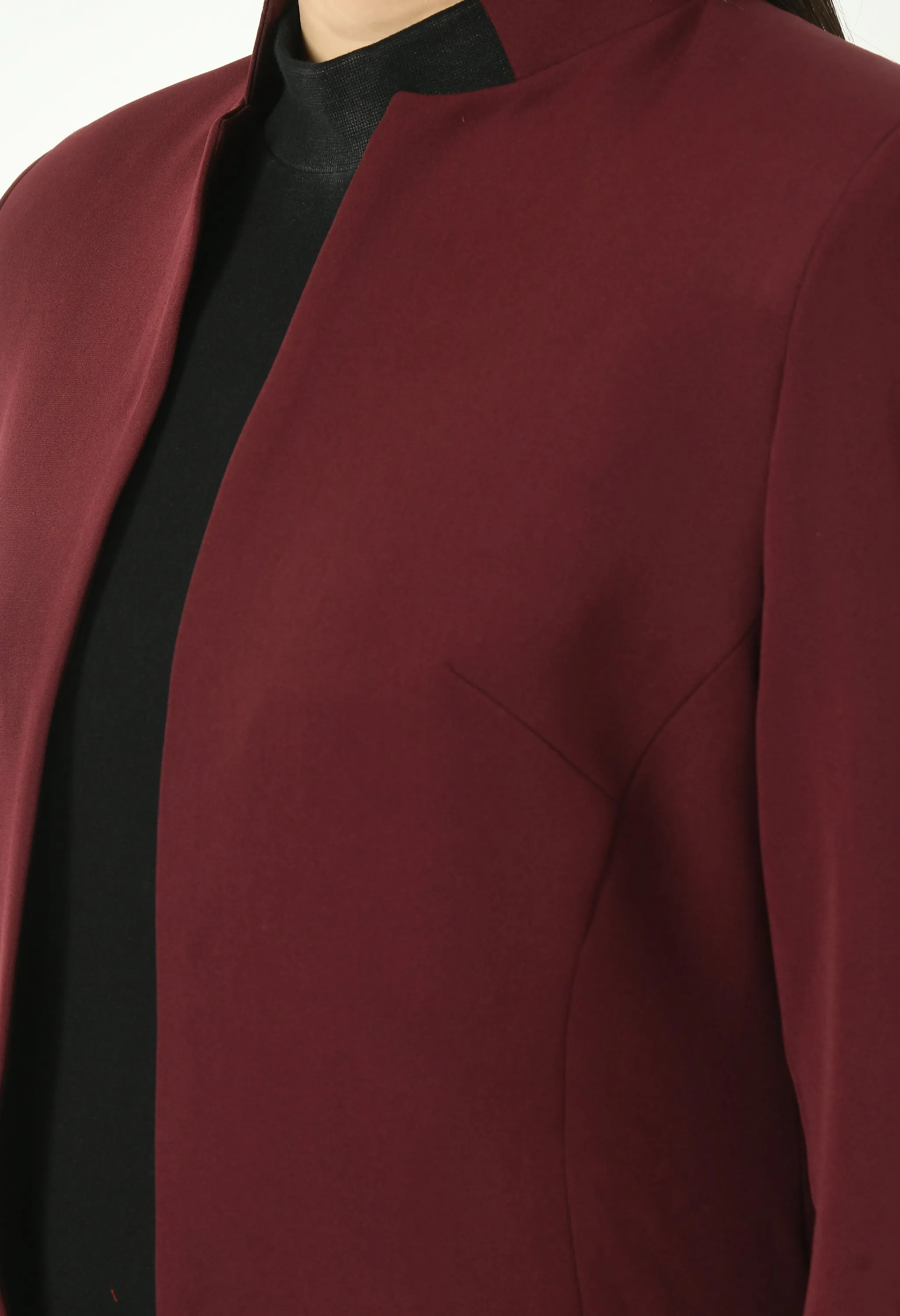 Wine Mastery Solid Long Blazer With Bootcut Trouser