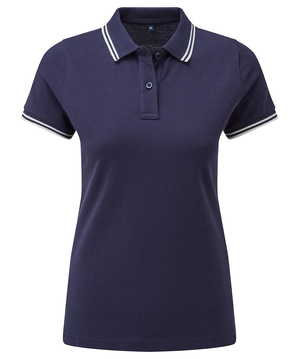 Womens classic fit tipped polo | Navy/White