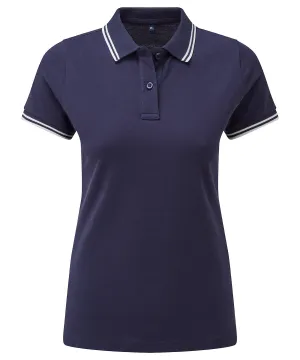 Womens classic fit tipped polo | Navy/White