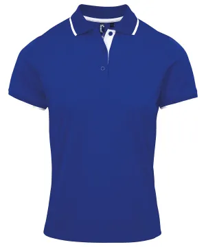Womens contrast Coolchecker® polo | Royal/White
