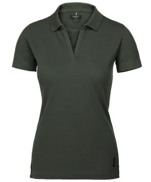 Womens Harvard v-neck  stretch deluxe polo | Olive