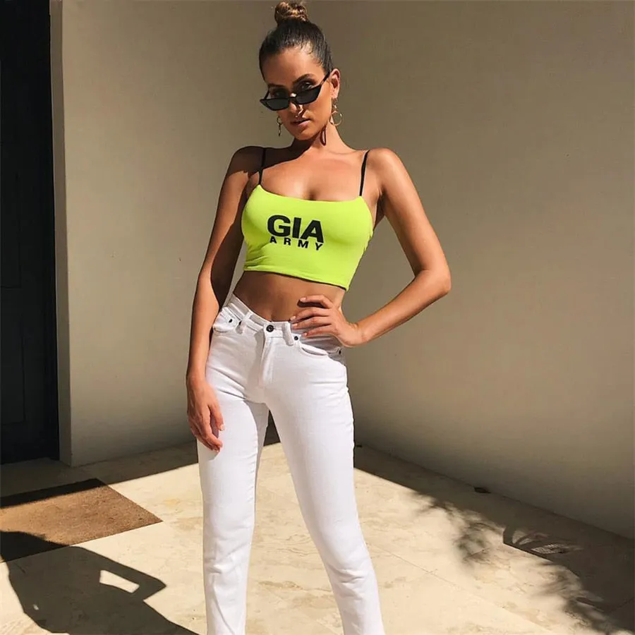 Women's Summer Sleeveless Strappy Cropped Tank Top