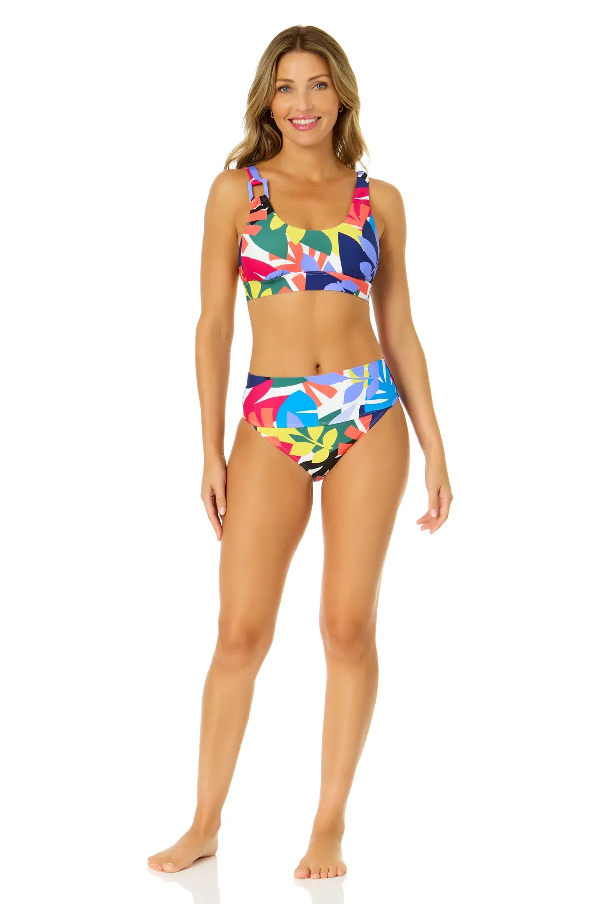 Women's Tropic Stamp Asymmetric Ring Bralette Bikini Top