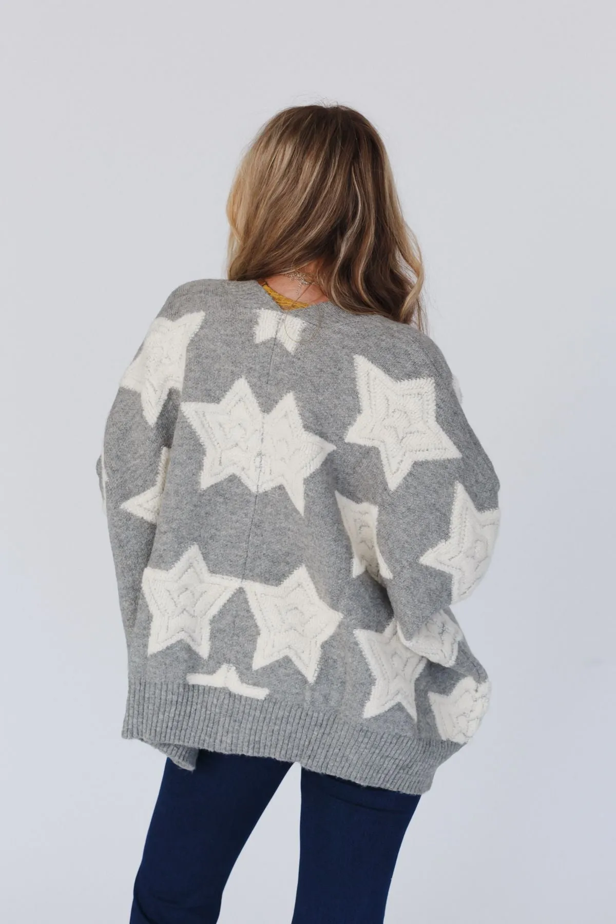 Wrapped In Stars Oversized Cardigan - Gray