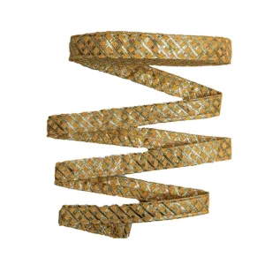 Yellow Checks Gota Work Embroidered Lace