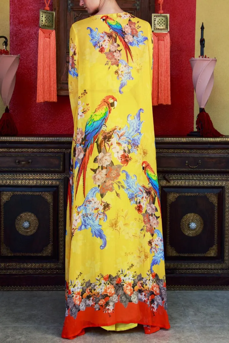 Yellow Kaftan Cover Up Dress