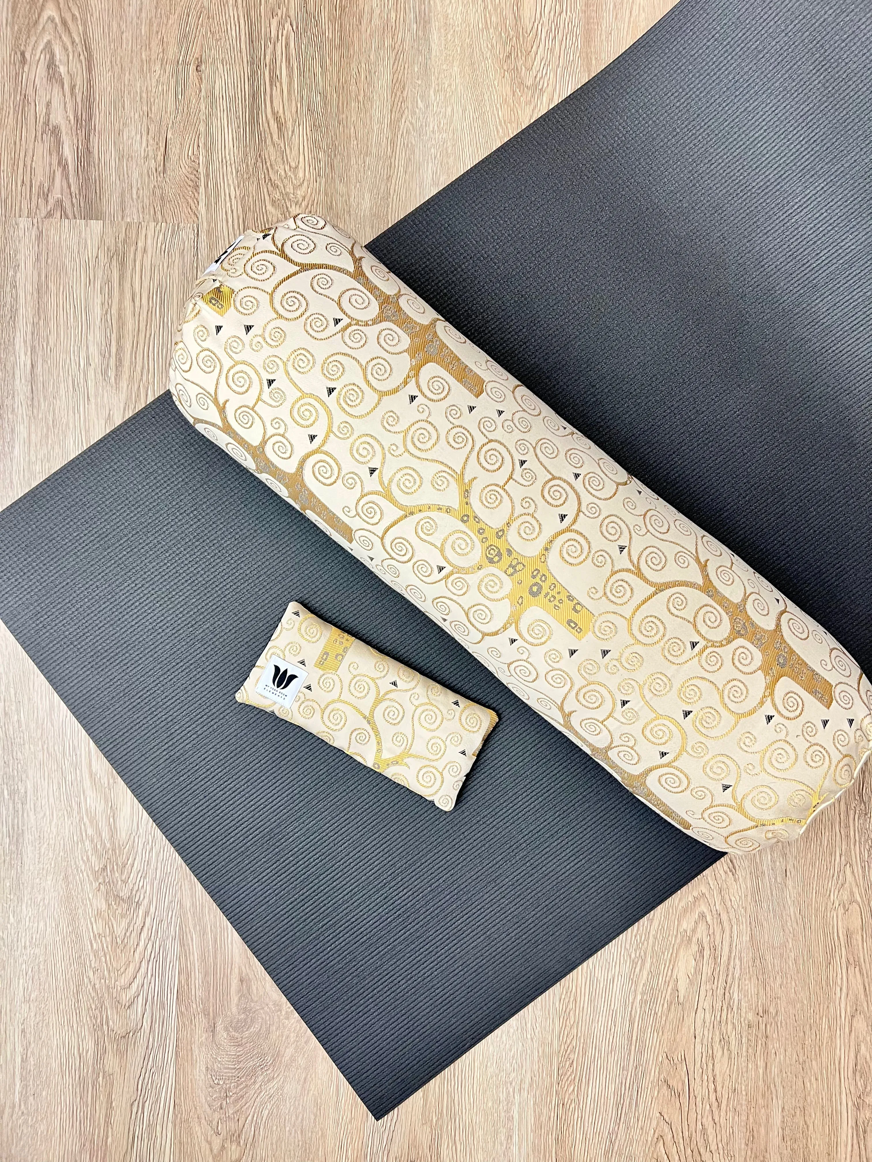 Yoga Bolster & Eye Pillow Set | Gold Modern Swirl
