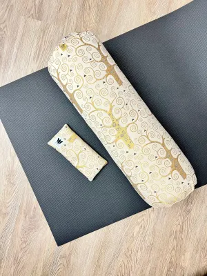 Yoga Bolster & Eye Pillow Set | Gold Modern Swirl