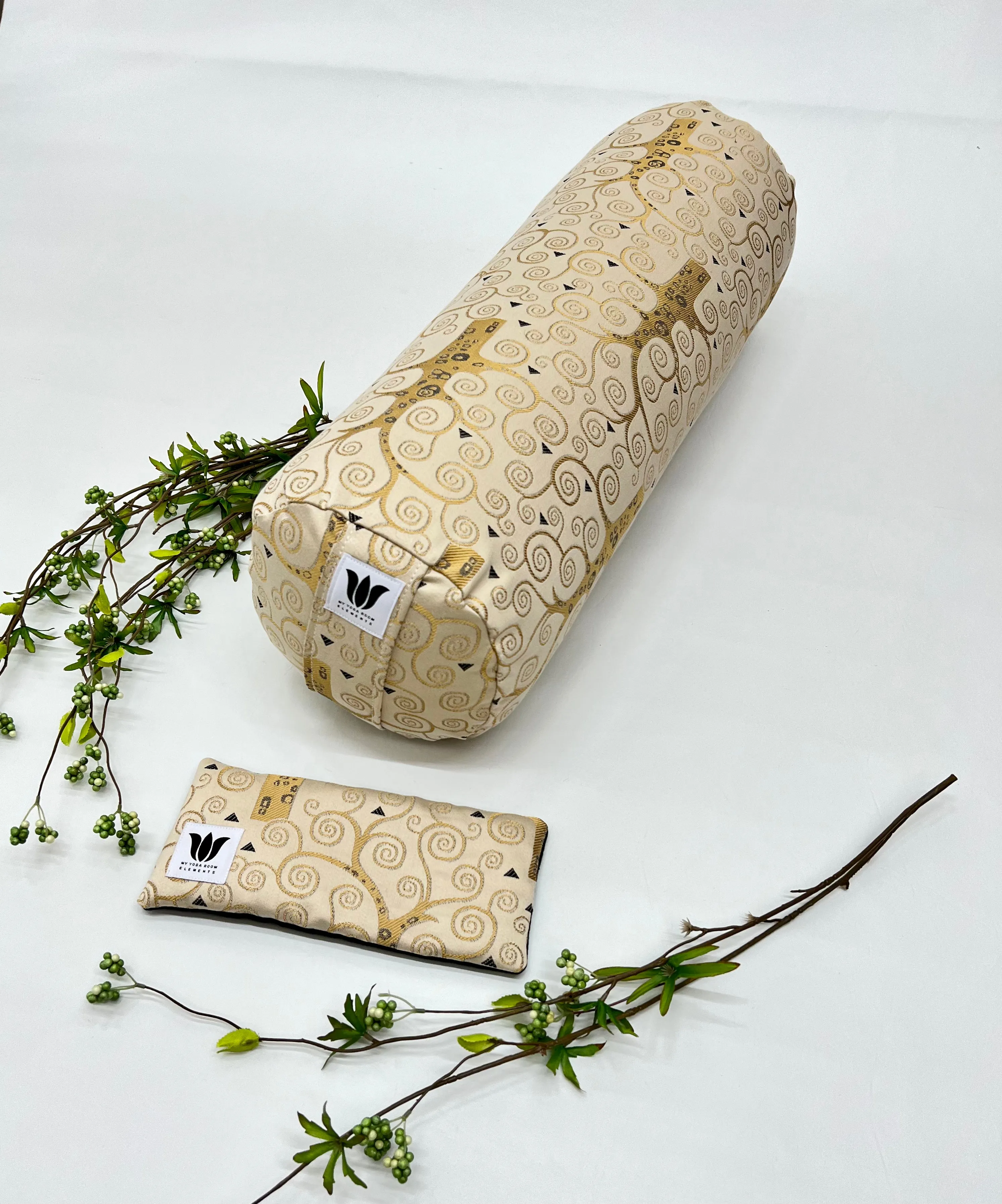 Yoga Bolster & Eye Pillow Set | Gold Modern Swirl