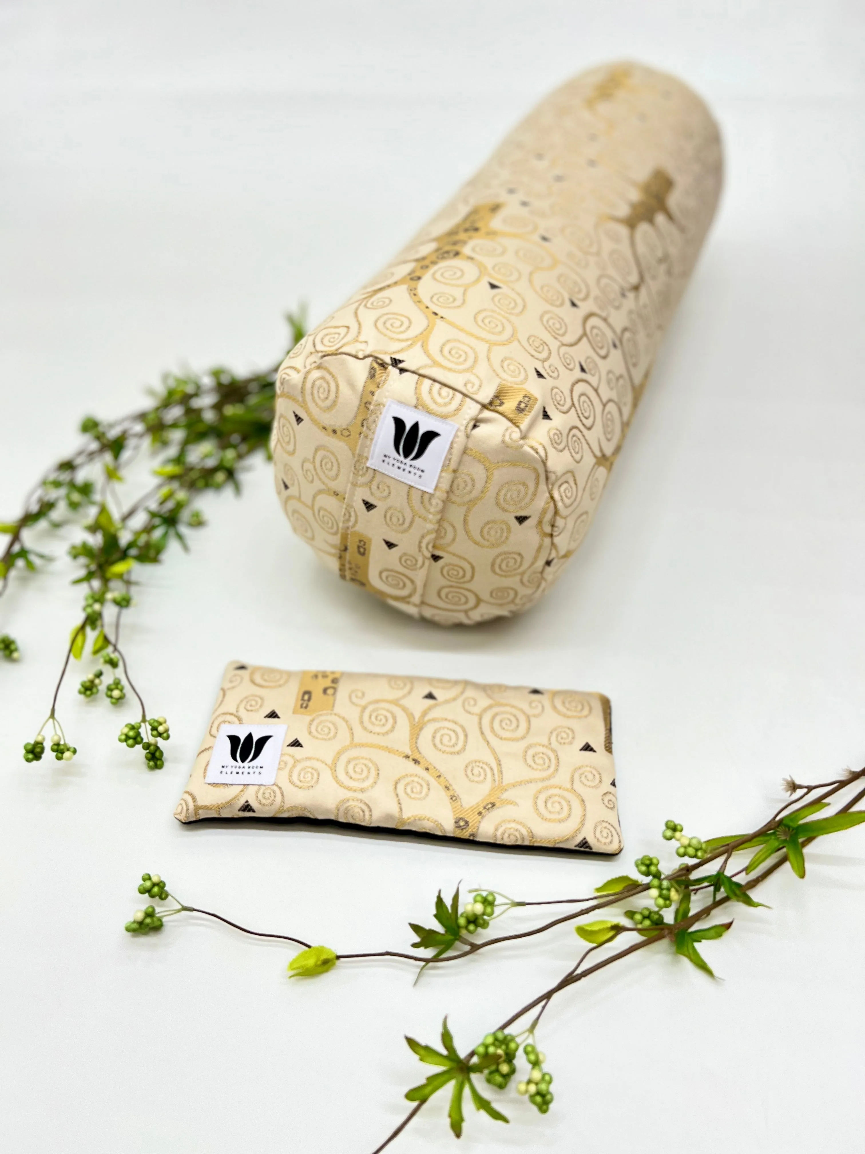 Yoga Bolster & Eye Pillow Set | Gold Modern Swirl