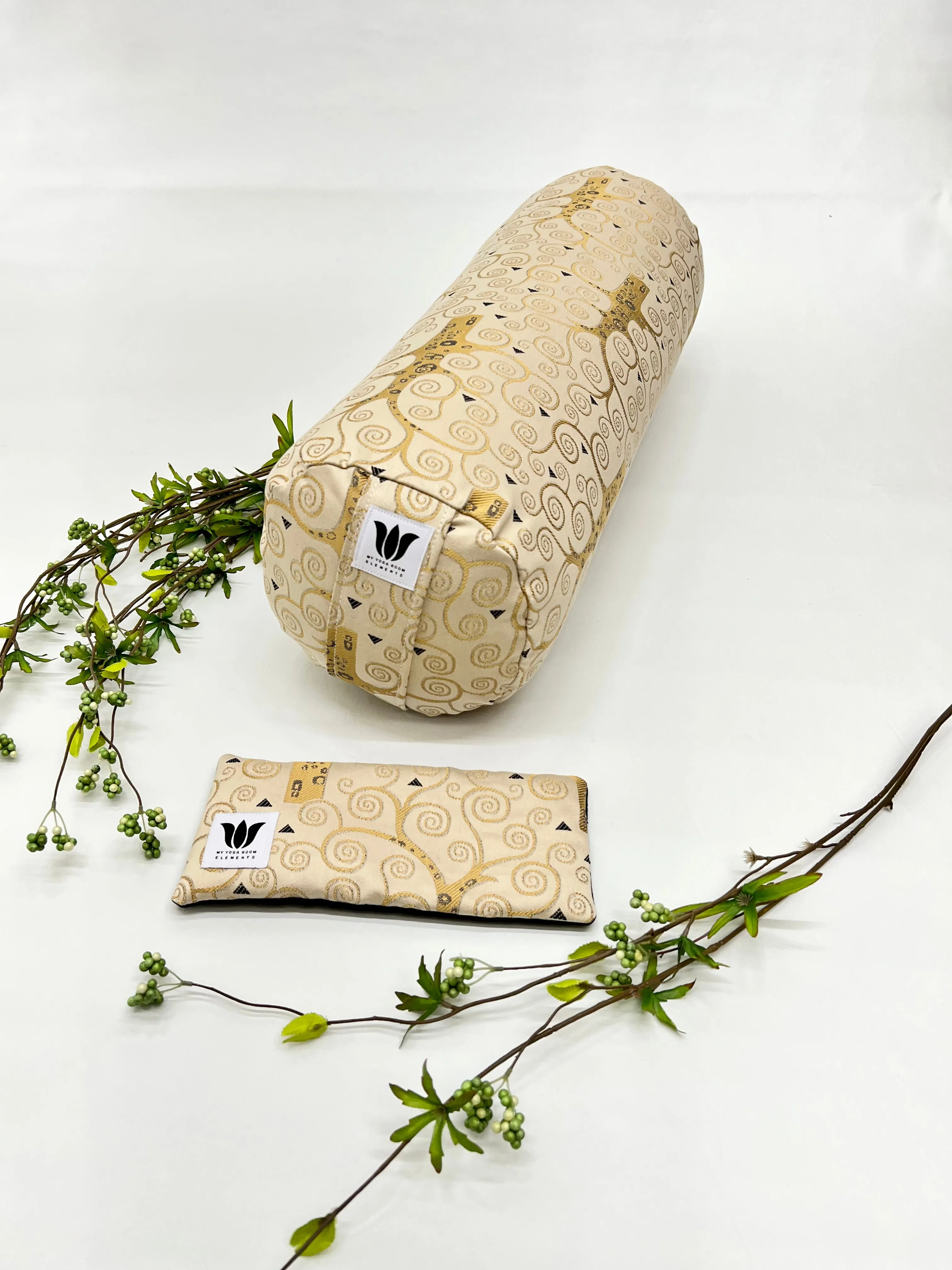 Yoga Bolster & Eye Pillow Set | Gold Modern Swirl